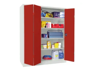 Ruime Vouwdeurkast 1950x1500x500mm 4legborden Ral7035 Front Ral3000 - 2