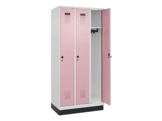 locker,HxBxD 1950x900x500mm,3vak,vak B 300mm,draaigrendel,sokkel - 2