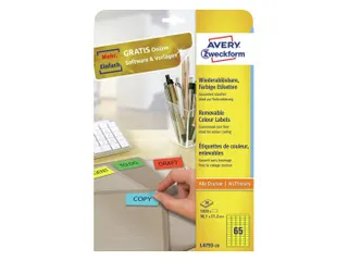 Gekleurde Etiketten Avery Zweckform 38.1x21.2mm Geel 1300 stuks - 2