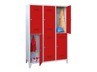dubbeldekse locker,HxBxD 1850x1200x500mm,3x2vak.,RAL7035,front RAL3000 - 2