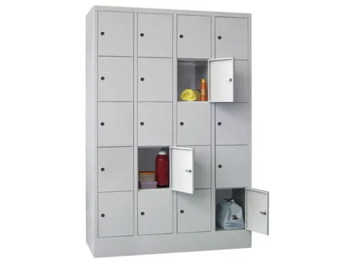 lockerkast,4x5vakken,vak B 300mm,cil.-slot,RAL7035,front RAL7016