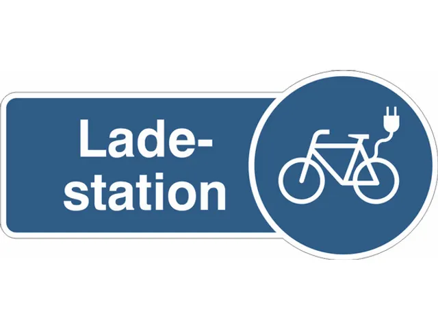 uithangbord,E-bike laadstation,aluminium,blauw/wit,om te verlijmen
