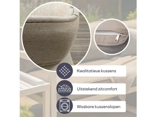 Loungeset aluminium Wit/Grijs 8-zits tuinset met bijzettafel