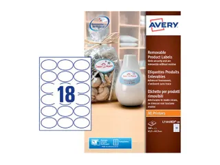Etiket Avery L7101REV-20 63.5x42.3mm afneembaar mat wit 360stuks - 2