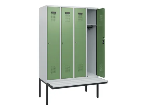 locker met bank,HxBxD 1950x1200x815mm,4vak,vak B 300mm,cilinderslot