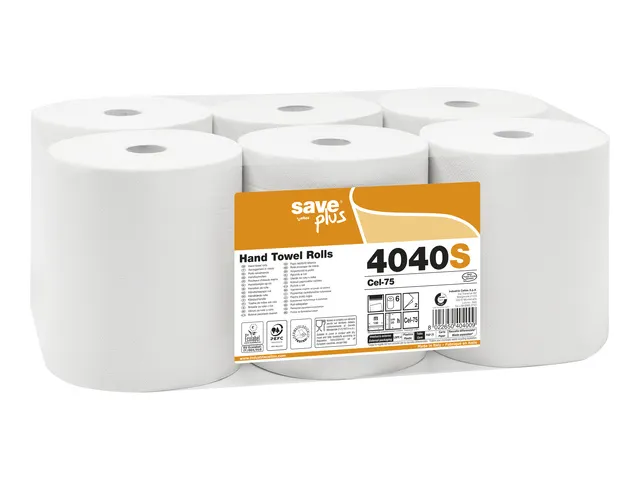 Handdoekrol Celtex Save 2-laags wit 130 meter krimp a 6 rol