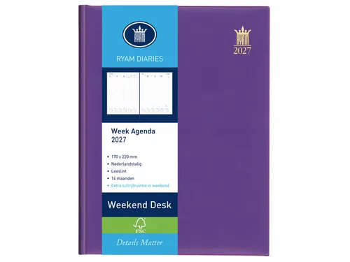 Agenda 2027 Ryam Weekplan Weekend Desk Lazio 7dagen/2pagina's assorti
