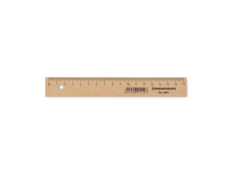Liniaal Standardgraph 17cm hout met metaalinleg
