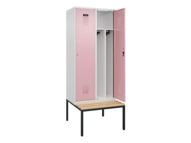 locker met bank,voor scheiding van kleding,HxBxD 2120x800x815mm,2vak