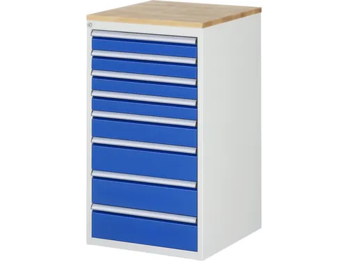 ladekast 1035x580x650mm 8laden cilinderslot RAL7035 RAL5010 beuken