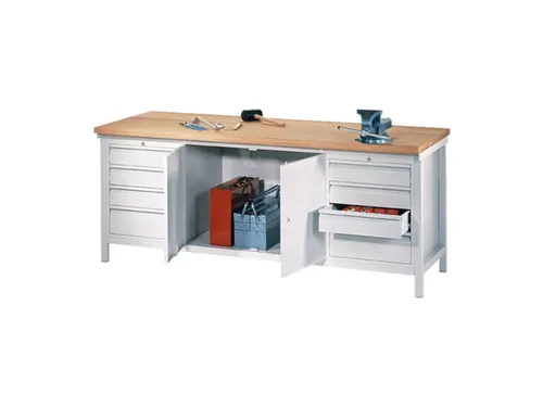 werkbank,HxBxD 900x2000x700mm,onderstel/romp RAL7035,front RAL7035