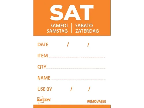 Etiket Avery HACCP zaterdag oranje 40x56mm 500 stuks