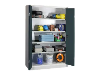 Vouwdeurkast 1950x1200x600mm 4legborden Verzinkt Ral7035 Front Ral7016 - 1