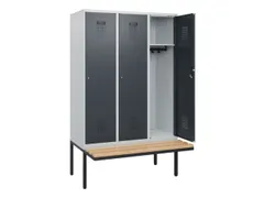 locker met bank,HxBxD 1950x1200x815mm,3vak,vak B 400mm,cilinderslot
