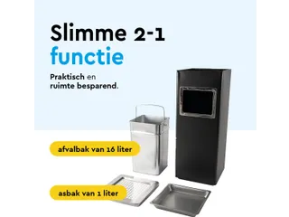 BRASQ Asbak met Afvalbak AT600 Zwart 16 Liter - 3