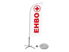 Promotievlag Alu Wind complete set "EHBO" kruisvoet Zwart