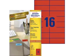 Gekleurde Etiketten Avery Zweckform 105x37mm Rood 1600 stuks