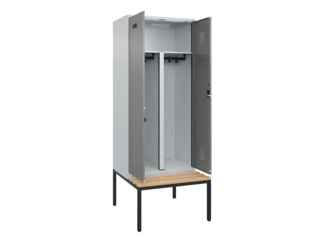PBM-locker met bank,HxBxD 2120x800x815mm,2vak,vak B 400mm