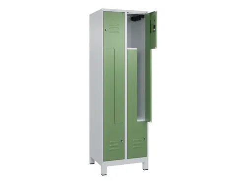 Z-garderobekast,HxBxD 1950x600x500mm,vak B 150/300mm,cil.-slot,voeten