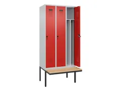 locker met bank,voor scheiding van kleding,HxBxD 2120x900x815mm,3vak
