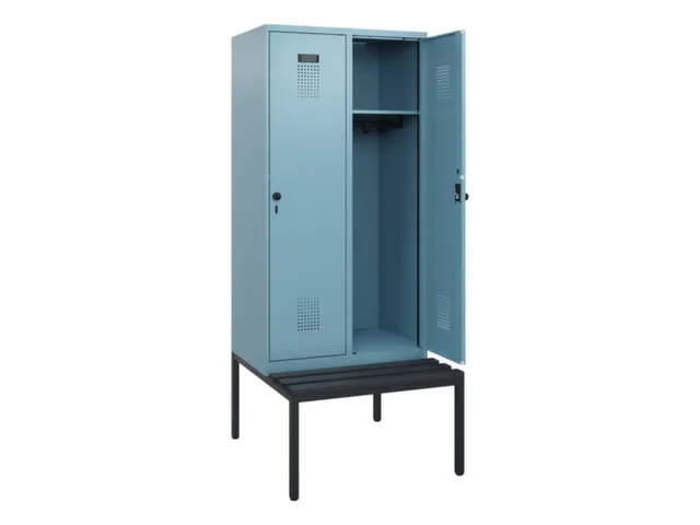 locker met bank,HxBxD 1950x800x815mm,2vak,vak B 400mm,draaigrendel