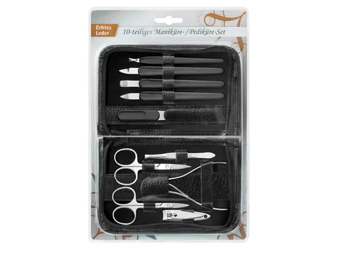 Manicureset Clauss 10-delig in zwart lederen etui relatiegeschenk