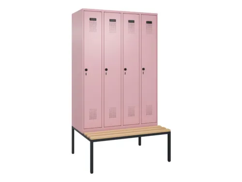 locker met bank,voor scheiding van kleding,HxBxD 2120x1200x815mm,4vak