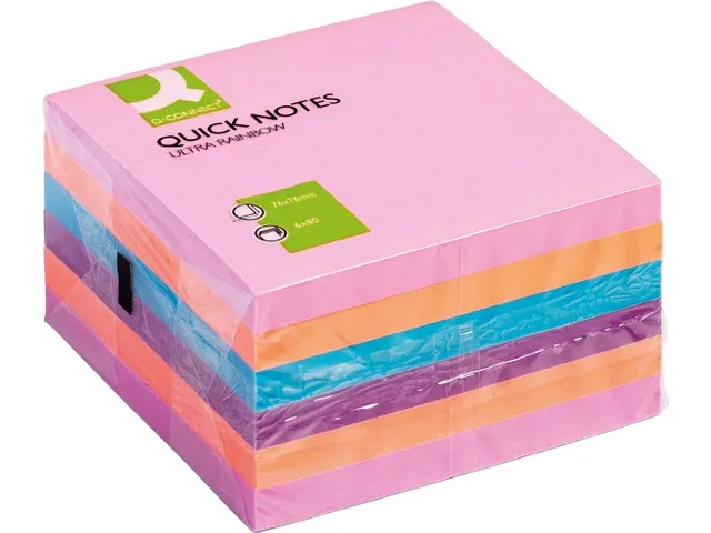 Quick Notes Memoblaadjes Ultrapakket 76x76mm 80 Vel 6 Blokken Assorti