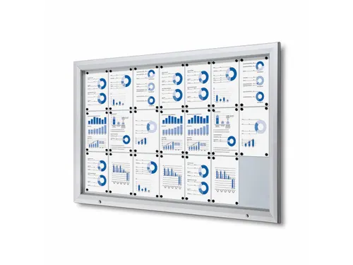 Vitrinekast mededelingenbord Outdoor 21xA4 met gasveer Zilver