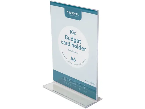 Kaarthouder Budget T-Standaard A6 1,5mm Staand Acryl set van 10 stuks