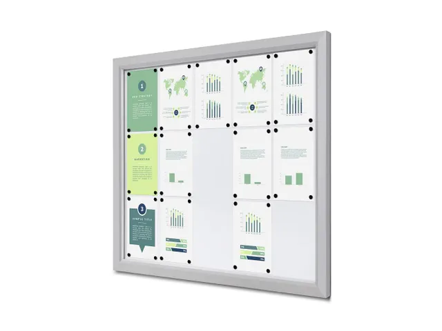 Outdoor Vergrendelbaar Notitiebord Slim 15xA4 Zilver