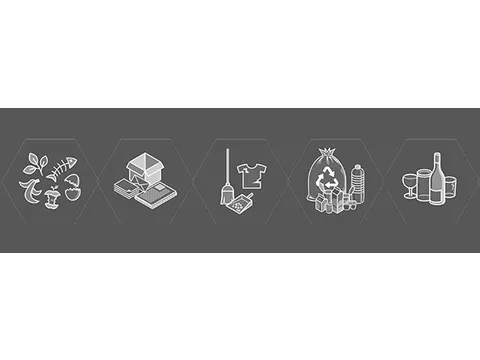 Pictogramset,5Xpictogram,Recyclebaar Afval,Papier,Restafval,Glas