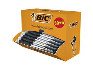 Balpen Bic Atlantis classic grip clic medium zwart 30+6 gratis - 1