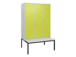 locker met bank,HxBxD 1950x1200x815mm,3vak,vak B 400mm,cil.-slot