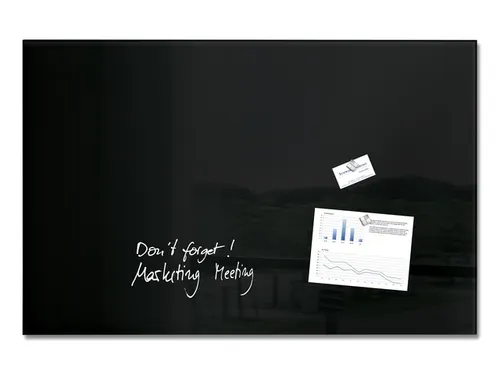 Glas/magneetbord Sigel Zwart 100x65 Magneet+bevestigingsmateriaal
