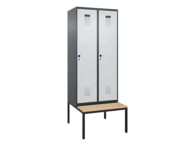 locker met bank,voor scheiding van kleding,HxBxD 2120x800x815mm,2vak
