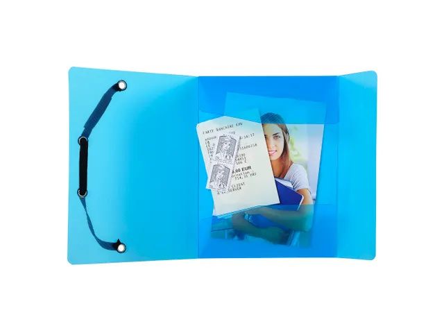 Elastomap 3-Kleps Polypropyleen Crystal Pocket Formaat 12x16cm Assorti