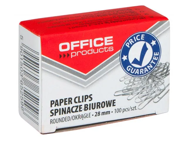 Office Products ronde paperclip 28 mm 100 stuks verzinkt staal zilver