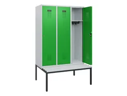 locker met bank,HxBxD 1950x1200x815mm,3vak,vak B 400mm,cilinderslot