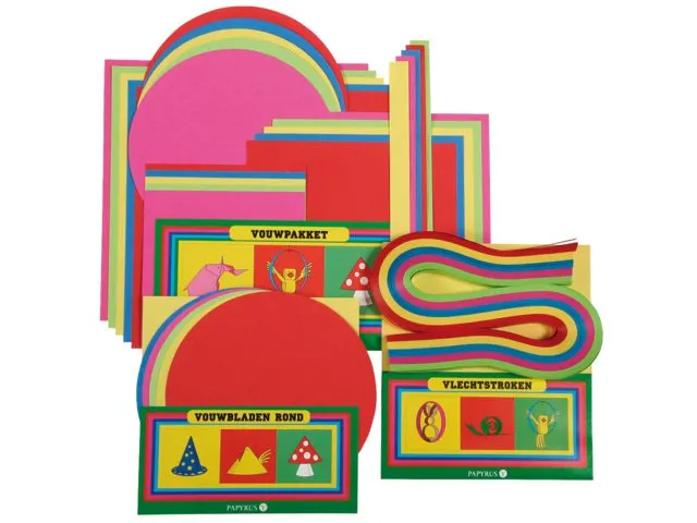 Vouwblaadjes vierkant 12x12cm 65gram assorti 90 vel