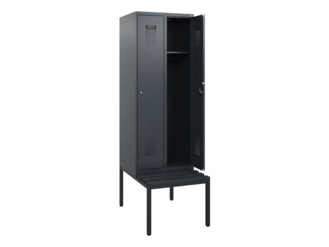 locker met bank,HxBxD 1950x600x815mm,2vak,vak B 300mm,cilinderslot