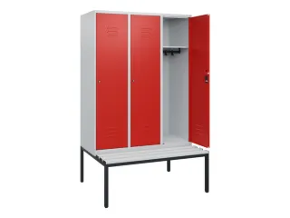 locker met bank,HxBxD 1950x1200x815mm,3vak,vak B 400mm,cil.-slot - 2