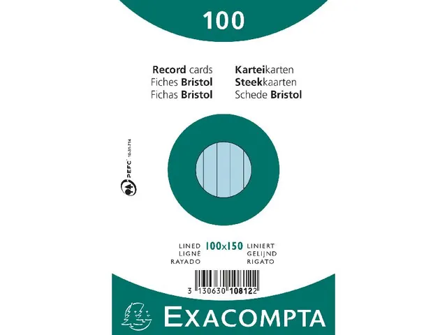 Pk 100 Cards 100X150 Blue Lined