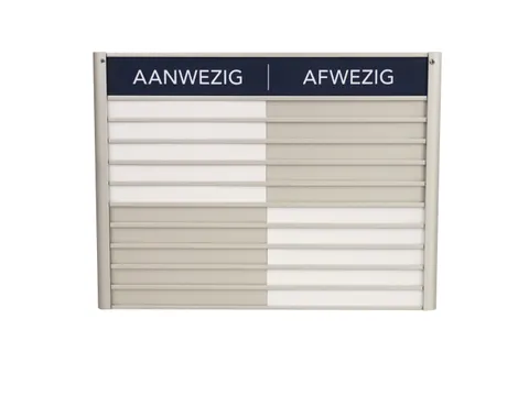Menoor In-Uit bord 10 namen Aluminium Aanwezig/Afwezig Donkerblauw