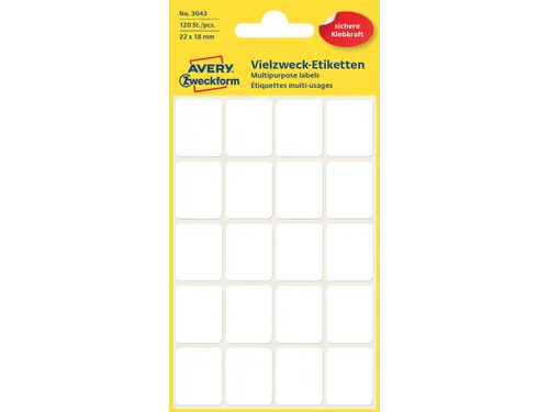 Etiket Avery Zweckform 3043 22x18mm wit 120 stuks