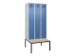 locker met bank,voor scheiding van kleding,HxBxD 2120x900x815mm,3vak
