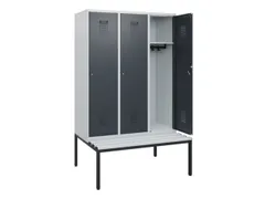 locker met bank,HxBxD 1950x1200x815mm,3vak,vak B 400mm,cilinderslot