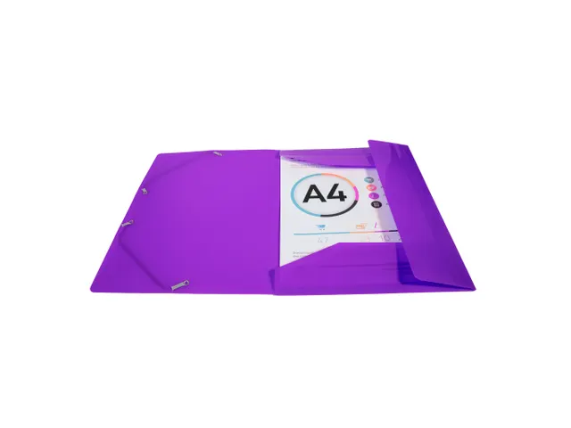 Elastomap met 3 kleppen IDERAMA PP in polypropyleen 5/10de A4 Paars