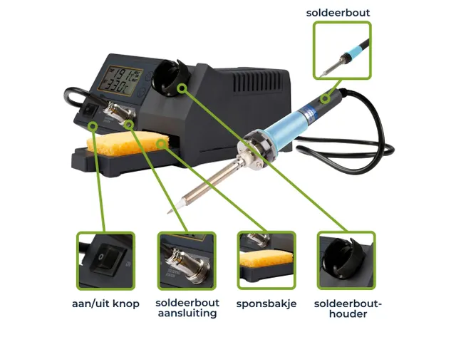 Soldeerstation Met Lcd & Keramisch Verwarmingselement 48W 150 - 450°C
