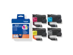Inktcartridge Brother LC-521 zwart + 3 kleuren